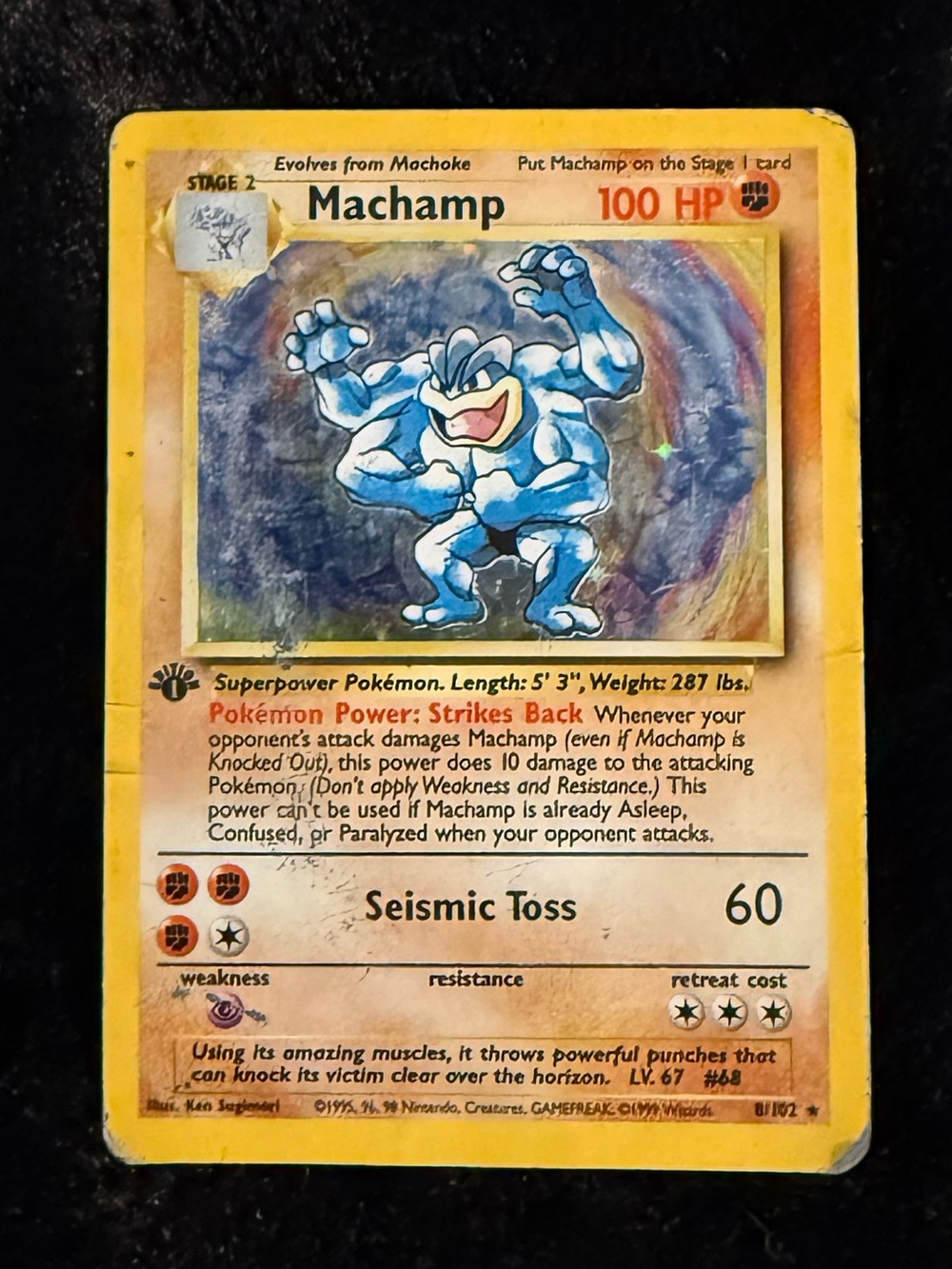 Edition One 1999 Holo Machamp Pokémon Card #8/102